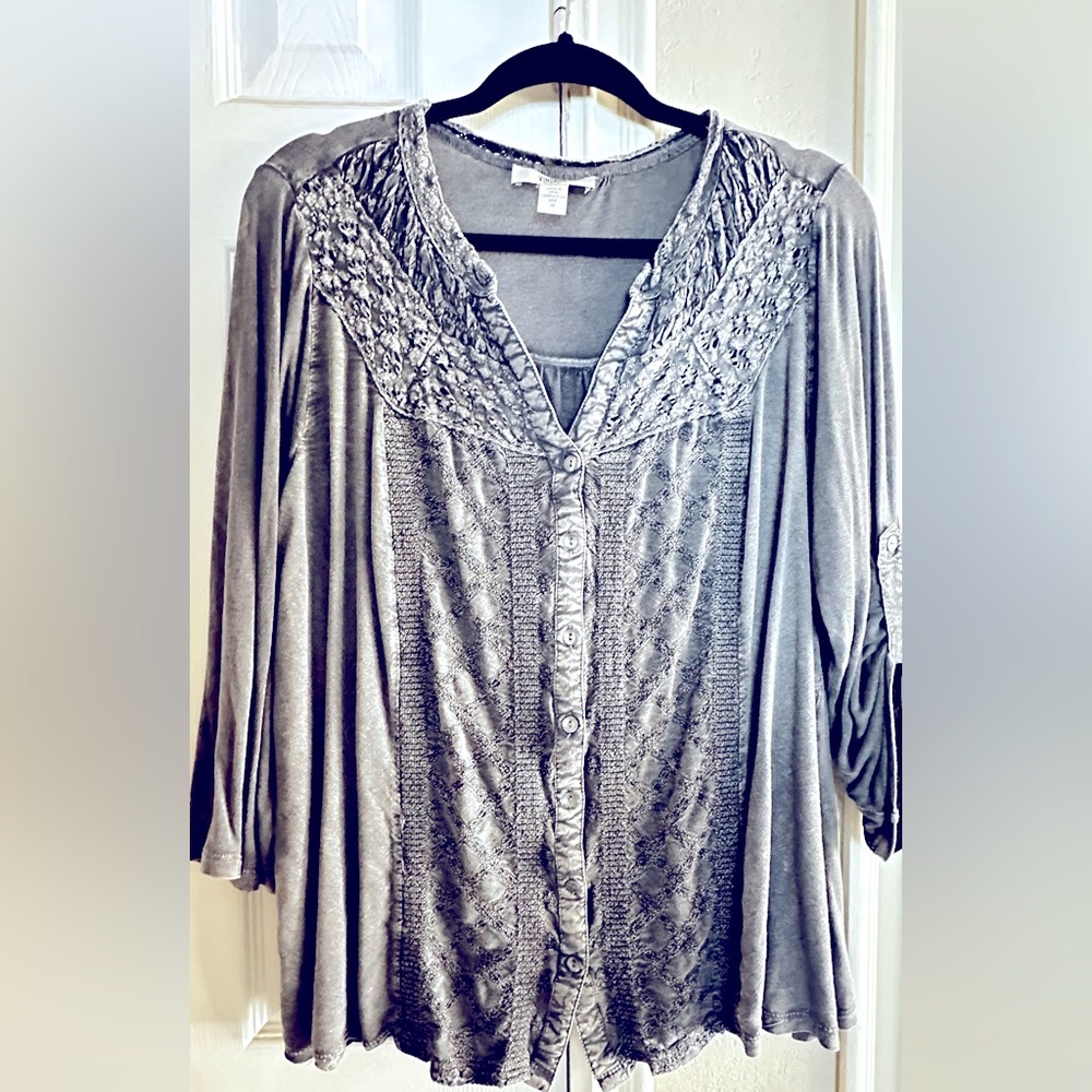 Vintage America 1X dark grey button down shirt
